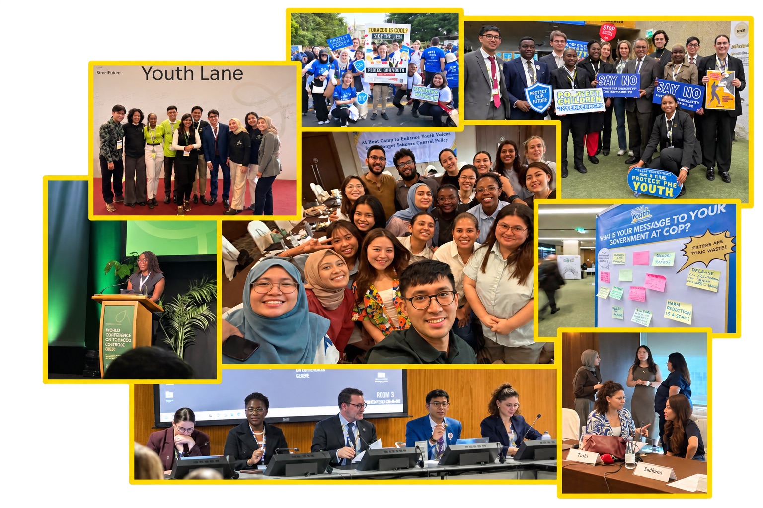 Global Youth Voices advocates at tobacco control meetings and events